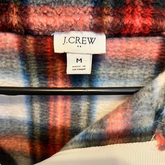 J Crew Woman’s Factory tartan plaid sherpa half zip pullover sweater Size M - Picture 2 of 7